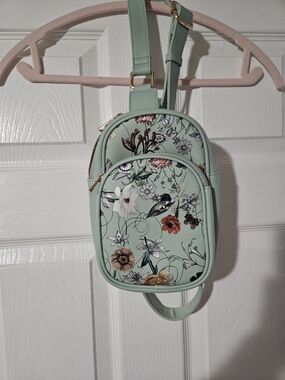 Floral Mint Mini Crossbody Backpack - Mint